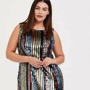 Torrid Rainbow Sequin Trapeze Dress Size 3